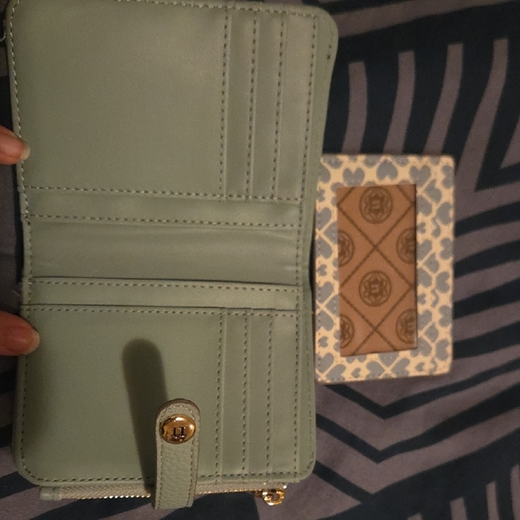 Nanette Lepore Sage Green Wallet and Patterned Card Holder - Picture 2 of 3